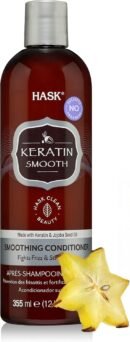 HASK Keratin Smoothing Conditioner for all hair types, colour safe, gluten-free, sulfate-free, paraben-free - 1 355mL Bottle