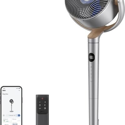 Dreo 40 Inch Smart Standing Fan, 23dB Silent Pedestal fans for Bedroom, 120°+120° Oscillating Quiet Cooling Fan, Wi-Fi/Voice Control, DC Motor, 8 Speeds, 6 Modes, 12H Timer, 80 ft Circulator