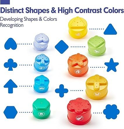 hahaland Rainbow Stacking Cups 10 Pcs Toys for 1 Year Old Girls Boys Toddler Toys - Image 4