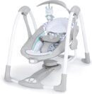 Ingenuity ConvertMe 2-in-1 Compact Portable Automatic Baby Swing & Infant Seat, Battery-Powered Vibrations, Nature Sounds, 0-9 Months 6-20 lbs (Raylan)