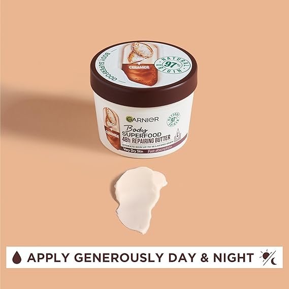 Garnier Body Superfood, Repairing Body Butter, with Cocoa & Ceramide, Body Butter for Very Dry Skin, Vegan Formula, 300ml - Image 3