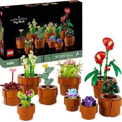 LEGO 10329 Icons Tiny Plants Set, Artificial Flowers in 9 Buildable Teracotta-Coloured Pots