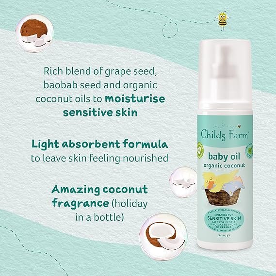Childs Farm | Baby Oil 75ml | Organic Coconut Oil | Suitable for Dry - Image 2