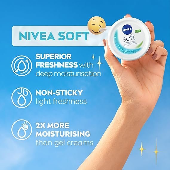 NIVEA Soft Moisturising Cream (500ml), 48H Moisturising Cream for Face - Image 2