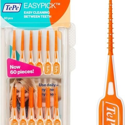 TePe EasyPick Toothpicks, Orange, ISO XS-S, 60pcs, Dental Plaque Removal Tool,