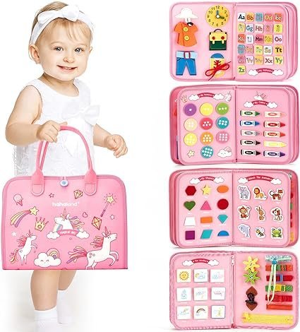 hahaland TOP 1 Montessori Busy Board for Toddlers 1 2 3 4 Years Old, Busy Book for Comprehensive Preschool Educational Playing