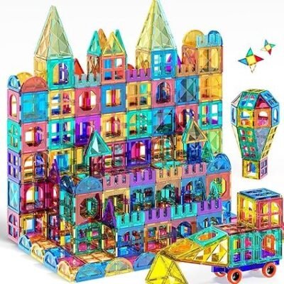 TEMI Magnetic Tiles,Building Blocks, Magnets Building Set, STEM & Learning & Education Toys Christmas Toy Gift for Ages 3 4 5 6 7 8+ Year Old Toddler Kids Boys and Girls (Magnetic Tiles-80pcs)