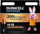 Duracell Optimum AA Batteries (12 Pack) - Alkaline Batteries 1.5V - Up To 200% Extra Life or Extra Power - Meets Demands Of Modern Devices - 100% Recyclable, 0% Plastic Packaging - LR6 MX1500