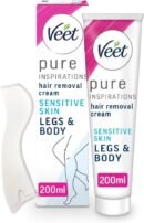 Veet Hair Removal Cream, 200ml, Veet Pure Sensitive Skin Hair Removal Cream, Leg Hair Removal, Depilatory Cream,