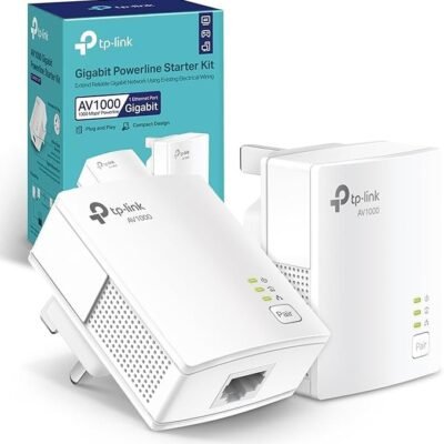 TP-Link TL-PA717 KIT 1-Port Gigabit Powerline Starter Kit, Data Transfer Speed Up to 1000 Mbps