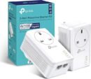 TP-Link TL-PA7027P KIT AV1000 2-Port Gigabit Passthrough Powerline Starter Kit, Data Transfer Speed Up to 1000 Mbps, Ideal for HD/3D/4K Video Streaming, Online Gaming, No Configuration Required, White