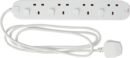 Masterplug Four Socket Extension with Individual Switches, 2 Metres, White