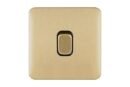 Schneider Electric Lisse Screwless Deco - Single 2 Way Light Switch, 10AX, GGBL1012BSB, Satin Brass with Black Insert