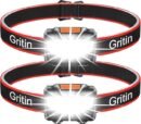 Gritin LED Head Torch, [2 Pack] COB Headlamp Super Bright Headlight, Adjustable with 3 Modes