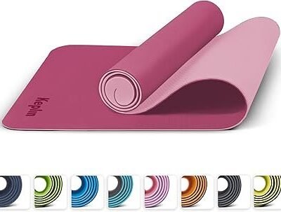 KEPLIN Yoga & Exercise Mat with Carry Strap, Large Non-Slip Comfortable Training & Workout Floor Mat for Home or Outdoor, Gym, Pilates, Gymnastics, HiiT, Stretching & Meditation