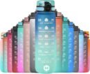 HOMEEX 1 Litre Water Bottle Motivational Fitness Sport Water Bottles with Straw & Time Maker, BPA-free Plastic Drink Bottle 1l Design for,Gym (Blue and Deep)