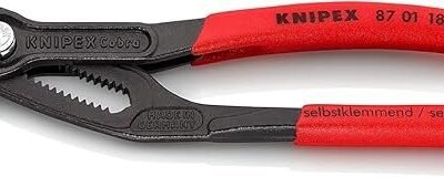 Knipex Cobra® High-Tech Water Pump Pliers grey atramentized, with non-slip plastic coating 180 mm 87 01 180