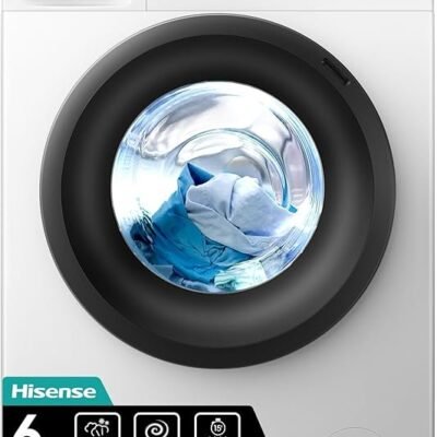 Hisense-WFQP6012EVM-Freestanding-6 KG-Front Load Durable Inverter Washing Machine-Steam Wash-Quick Wash-15 Washing Programs-1200 RPM-White-Energy Rating C [Energy Class C]