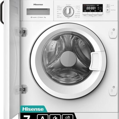 Hisense 3 Series WF3M741BWI Intergrated 7 KG Front Load Washing Machine - Durable Inverter | Quick Wash Baby Care | Wool - 14 Washing Programs 1400 RPM White- Energy Rating A [Energy Class A]