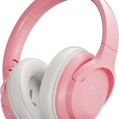 HEYSONG Bluetooth Headphones for Kids, Foldable Wireless Over-Ear Bluetooth 5.3, Built-in Microphone - Pink