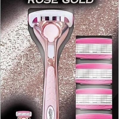 WILKINSON SWORD - Quattro For Women | Premium Metal Rose Gold | Razor Handle + 5 Blade Refills