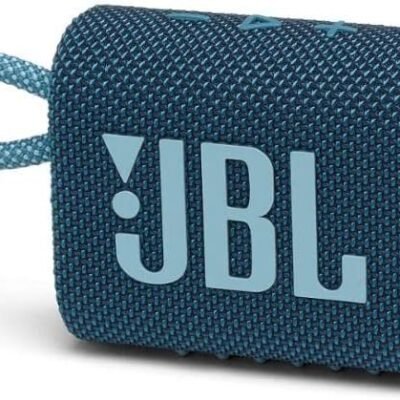 JBL GO 3 - Wireless Bluetooth portable speaker with integrated loop for travel with USB C charging cable, in blue
