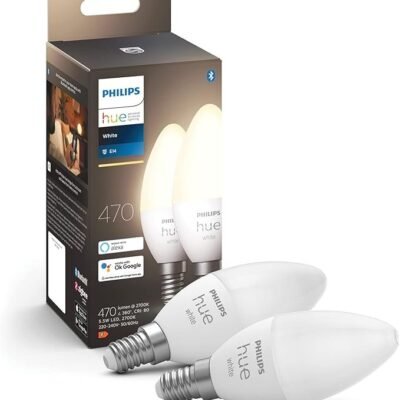 Philips Hue NEW White Smart Light Bulb Candle 2 Pack [E14 Small Edison Screw] Works with Alexa