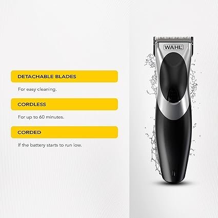 Wahl Clip ‘N Rinse Cord/Cordless Hair Clipper, Rechargeable Clipper, Hair Clippers for Men, Head Shaver, Men's Hair Clipper Kit, Male Grooming Set, Corded, Cordless, Washable Head, Home Hair Cutting - Image 2
