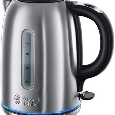 Russell Hobbs Brushed Stainless Steel Electric 1.7L Cordless Kettle (Quiet & Fast Boil 3KW, Removable washable anti-scale filter, Push button lid, Perfect pour spout) 20460