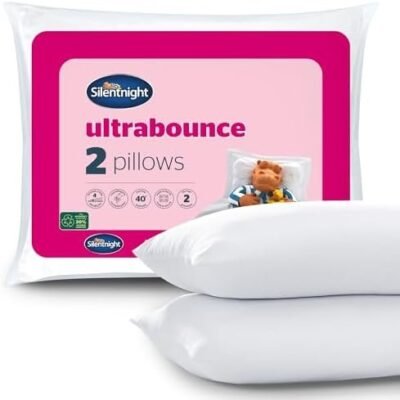 Silentnight Ultrabounce Pillows 2 Pack – Soft Medium Support Comfortable Bouncy Pillows for Stomach, Back and Side Sleepers – Machine Washable and Hypoallergenic Bed Pillows – Pack of 2