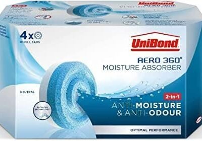 UniBond AERO 360° Moisture Absorber Neutral Refill Tab, ultra-absorbent and odour-neutralising, for AERO 360° Dehumidifier, Condensation Absorbers, 450 g ( Pack of 4)