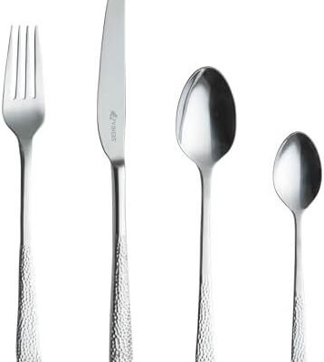 Viners 24 Piece Stainless Steel Cutlery Set. Viners Splendour Hammered Effect Cutlery Set. Dishwasher Safe. 25 Year Guarantee