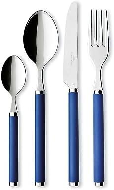 Villeroy & Boch Play! Blue Ocean Cutlery for up to 6 People, 24 Pieces, Stainless Steel, Blue Plastic Handle
