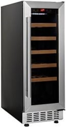 Cookology CWC300SS Freestanding Undercounter Fridge Cabinet 30cm Wine Cooler, 20 Bottle, 60 Litre Capacity, with Digital Temperature Control and Reversible Door - in Stainless Steel