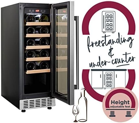 Cookology CWC300SS Freestanding Undercounter Fridge Cabinet 30cm Wine Cooler, 20 Bottle, 60 Litre Capacity, with Digital Temperature Control and Reversible Door - in Stainless Steel - Image 5