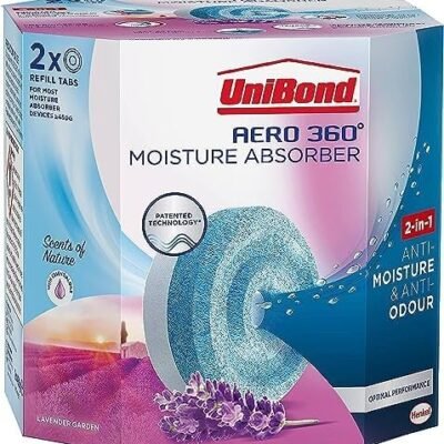 UniBond AERO 360° Moisture Absorber Lavender Garden Refill Tab, aromatherapy, ultra-absorbent and odour-neutralising, for AERO 360° Dehumidifier, Condensation Absorbers, Twin Pack (2 x 450g)