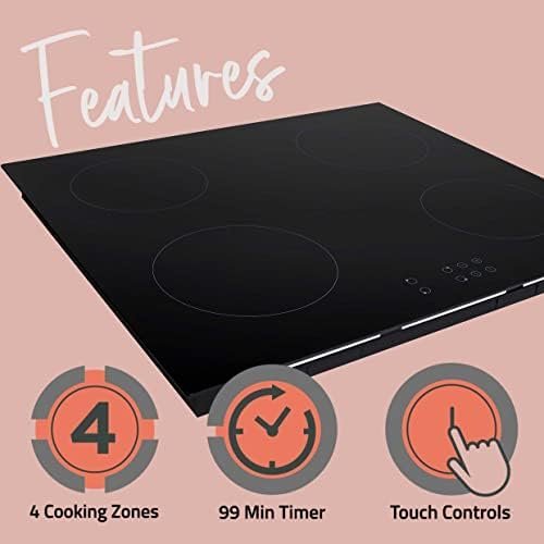 Cookology CIH602 60cm Induction Hob 4 Zone Cooktop, Ceramic Glass, Touch Control, 9 Heat Settings, Child Lock and Auto Switch Off - In Black - Image 4