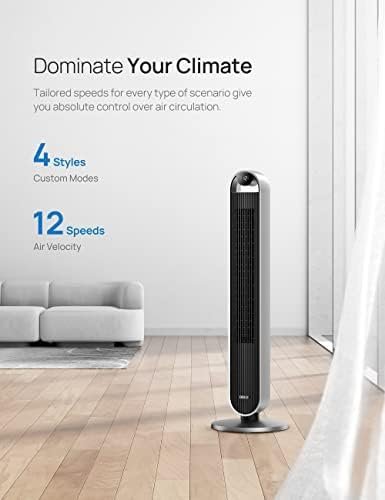 Dreo 42 Inch Pilot Max Smart Tower Fan, 25dB Quiet Cooling Fan for Bedroom, 12 Speeds Standing Fan with Remote, 7.9m/s Velocity Alexa Fan, 120° Oscillating Electric Fan, APP Control, 4 Modes,12H Timer - Image 2