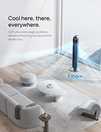 Dreo 42 Inch Pilot Max Smart Tower Fan, 25dB Quiet Cooling Fan for Bedroom, 12 Speeds Standing Fan with Remote, 7.9m/s Velocity Alexa Fan, 120° Oscillating Electric Fan, APP Control, 4 Modes,12H Timer - Image 3
