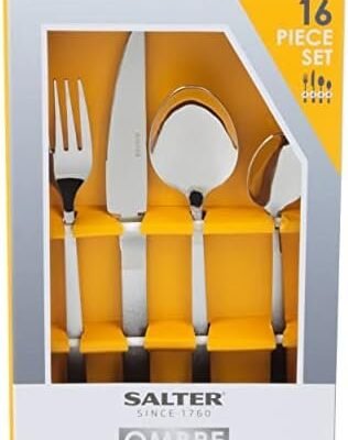 Salter 16-Piece Cutlery Set- Silver Ombre Coated 18/0 Stainless Steel Tableware