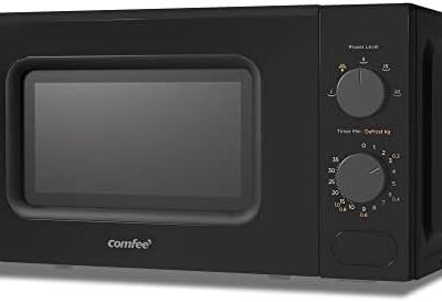 COMFEE' 700W 20L Black Microwave Oven With Compact Design, 5 Cooking Power Levels, Quick Defrost Function, And Kitchen Manual Timer - CM-M202CC(BK)