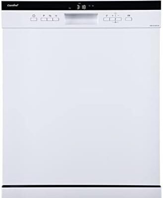 COMFEE' Freestanding Dishwasher FD1435E-W with 14 place settings, Full Size, 44dB, Wide LED Display, Delay Start, Half Load Function, Flexible Racks, White (KWH-FD1435E-W)