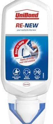 UniBond Re-New, White Silicone Sealant for Kitchen & Bath, One-Step Bathroom Sealant Renewal, Waterproof Shower Sealant with Triple Mould Resistance, 1 x 80ml