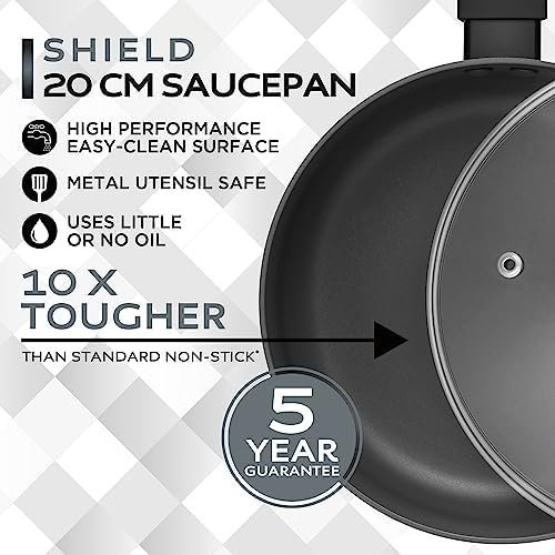Russell Hobbs RH02841EU7 Shield 20 cm Saucepan – Non-Stick Coating 10x Tougher*, Induction Suitable Cooking Pot, Tempered Glass Lid, Pressed Aluminium Casserole, Easy to Clean, Soft-Touch Handle - Image 6