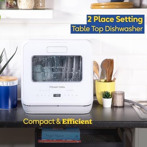 Russell Hobbs Mini Dishwasher Compact Table Top 2 Place Setting, LED Display, Touch Control, 4 Programmes, Portable & Efficient, Baby Care, Rinse & Eco Mode, No Plumbing, White RH2TTDW101W - Image 2