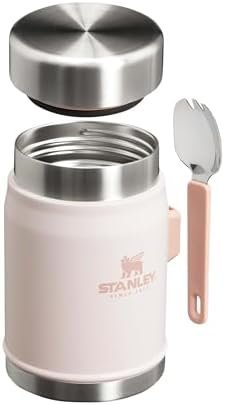 Stanley Classic Legendary Food Jar 0.4L with Spork - Keeps Cold or Hot For 7 Hours - BPA-Free Stainless Steel Soup Flask - Leakproof - Dishwasher Safe - Rose Quartz - Image 4