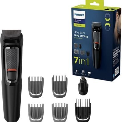 Philips 7-in-1 All-In-One Trimmer, Series 3000 Grooming Kit for Beard & Hair with 7 Attachments