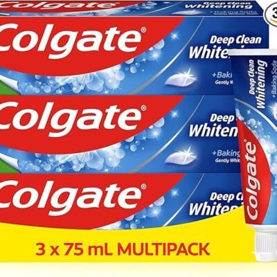 Colgate Deep Clean Whitening Toothpaste, 3 x 75 ml | Fights cavities | Removes plaque