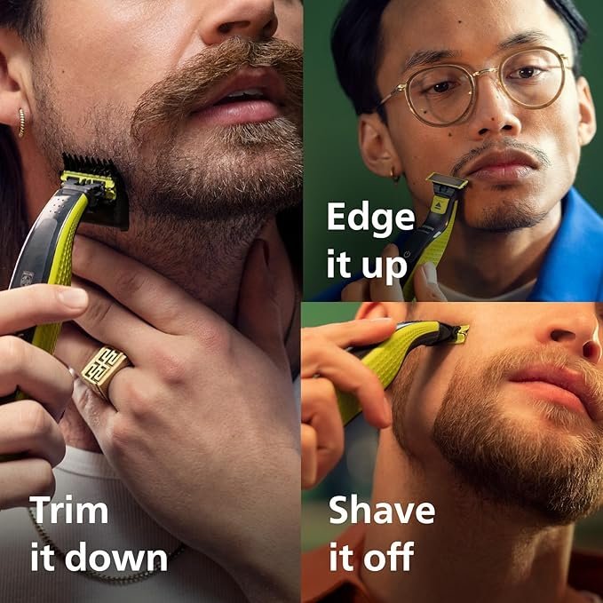 Philips OneBlade Face, Authentic Hybrid Electric Beard Trimmer & Shaver. Incl. 1x Original Blade, 1 x Extra Original Blade (8 Month Supply) - Image 3